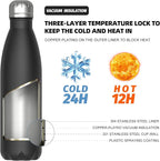 WATERSY Stainless Steel water bottles, 17oz/500ml Insulated Water Bottles - Image 2