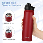HASLE OUTFITTERS Insulated Water Bottle 22 oz Double Wall Stainless Steel Water - Image 4