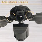 LED Black Motion Sensor 2-Light Bullet Flood Light- 3000K Adjustable Dual Head - Image 6