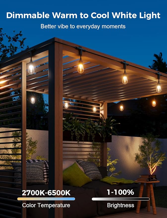 XMCOSY+ Smart Outdoor String Lights, 72.5Ft Patio Lights Waterproof, App Control - Image 4