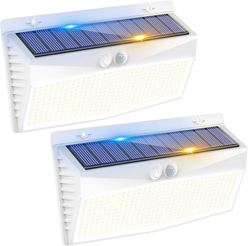 2 Pack 368 LED Solar Motion Sensor Lights Outdoor, Solar Fence Lights by Peasur