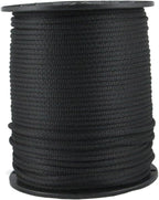 QNR 3/16" Black Polyester Rope, Solid Braid Dacron Utility Rope, 500 ft Spool by QualityNylonRope