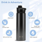HASLE OUTFITTERS Insulated Water Bottle 22 oz Double Wall Stainless Steel Water - Image 2
