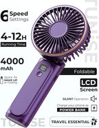 TUNISE Portable Handheld Fan, 180 Adjustable, 6 Speed Wind, USB Rechargeable - Image 2
