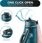 GOSWAG Insulated Sports Water Bottle, 24oz 2 Lids, Stainless Steel Water Bottles - Image 5
