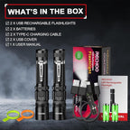 RECHOO Flashlights USB Rechargeable 2 Pack Double Switch S3000L LED Tactical - Image 7