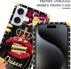 Compatible with iPhone 16 Plus Case, Queen Lip Crown Leopard Print Luxury - Image 5