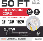 Iron Forge Cable 50ft Yellow Outdoor Extension Cord - Image 2