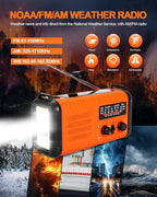 Emergency Crank Radio, 20000mAh / 74000mWh Solar Hand Crank Weather Radio - Image 8
