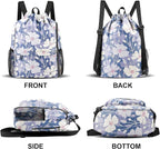 Drawstring Backpack with Mesh Pockets String Gym Bag Sackpack Sandproof Water - Image 6