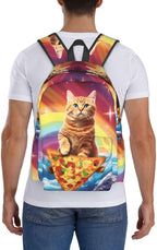 cfpolar 17 Inch Backpack Funny Pizza Cat Rainbow Laptop Bag Shoulder Bag School - Image 7