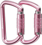 FresKaro 3inch 12kN-2698lbs Auto Locking Carabiner Clips, Solid D Shape by FresKaro