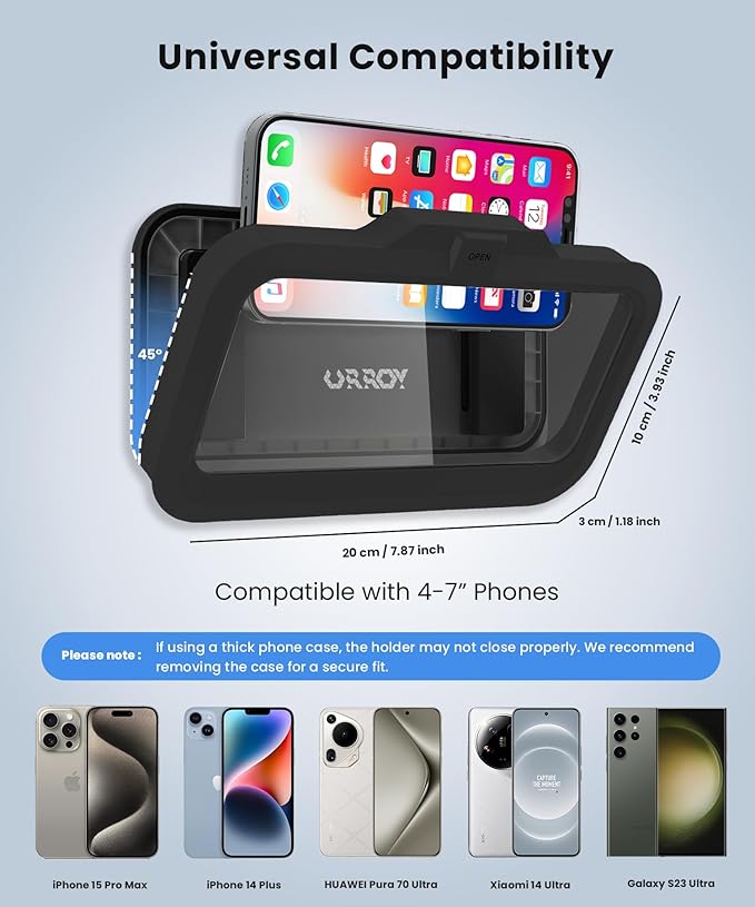 URROY Shower Phone Holder Waterproof One-Touch Open Shower Phone Case Anti-Fog - Image 7