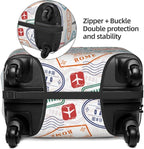 Luggage Cover with World City Stamps & Airplane Pattern, Suitcase Protector - Image 4