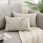 TKS MITLAN Golden Gray Marble Pillow Covers 12x20 Inch Stone Block Geometric - Image 7