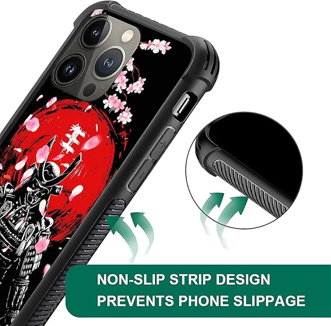 for iPhone 13 Pro Case, Sakura Japanese Samurai Pattern Graphic Design Girl Boy - Image 4