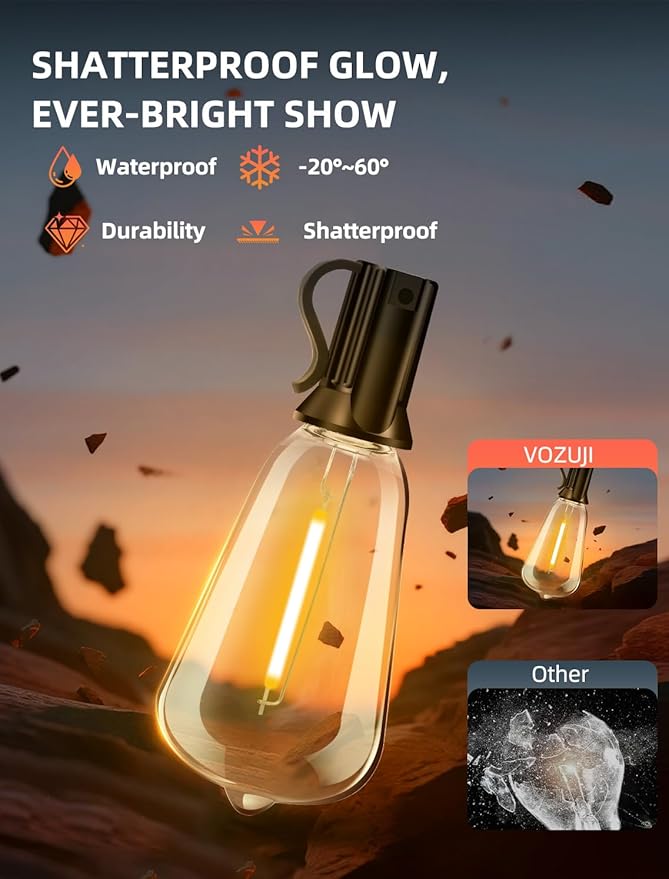 Outdoor Patio String Lights 50ft: ST38 LED Shatterproof Bulbs 3 Modes Button - Image 3