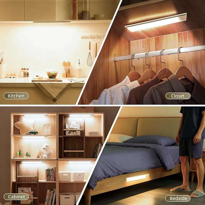 4 Pack Under Cabinet Lighting, Rechargeable Motion Sensor Light Indoor - Image 5