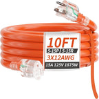 PlugSaf 10 FT 12/3 Gauge Extension Cord Outdoor by PlugSaf