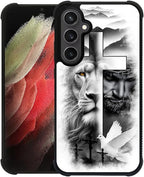 for Samsung Galaxy S23 FE Case, Lion Cross Jesus Christ Dove Pattern Graphic by FKBRCL4U
