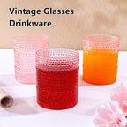 YOUBET 24PCS Plastic Drinking Glasses - 14OZ Pink Hobnail Drinkware Glasses - - Image 5
