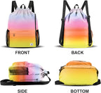 Drawstring Backpack with Mesh Pockets String Gym Bag Sackpack Sandproof Water - Image 6