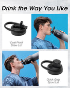 Coolflask Water Bottle with Straw, 40 oz Insulated Metal Water Flask with Straw - Image 4