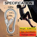 Locking Carabiner Clips, Stainless Steel Spring Snap Hook Locking Carabiner - Image 3