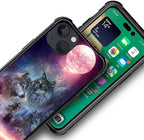 for iPhone 14 Plus Case, Star Two Wolfs Howling Pattern Graphic Design Girl Boy - Image 5