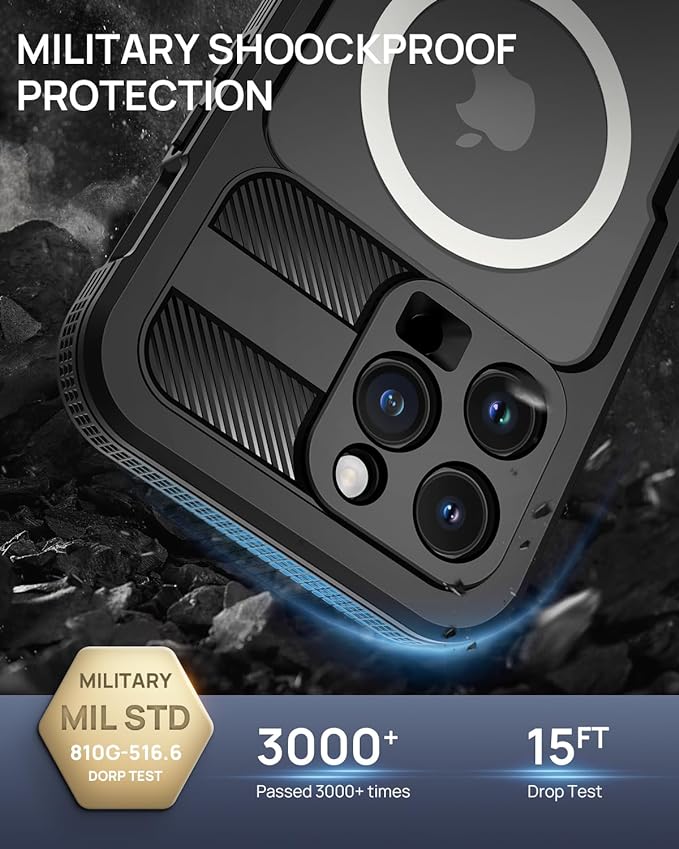Lanhiem Magnetic for iPhone 15 Pro Max Waterproof Case, Built-in Privacy Screen - Image 4