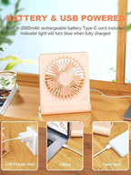 Small Desk Fan, Rechargeable USB Fan Battery Operated, Ultra Quiet, Strong Wind - Image 5