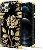 Compatible with iPhone 11 Pro Max Case, Shine Gold Rose Luxury Golden Decoration - Image 2