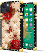 Compatible with iPhone 14 Case, Shining Red Rose Butterfly Leather Background - Image 2