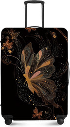 ANNA QUEEN Gold Butterfly Travel Luggage Cover -Stretchable Airplane Suitcase by ANNAQUEEN