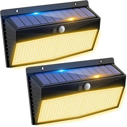 2 Pack 368 LED Solar Motion Sensor Lights Outdoor, Solar Fence Lights by Peasur