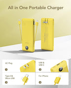 VEGER Portable Charger with Built-in AC Plug and Cables, All in One 10000mAh - Image 2