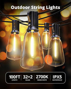 VIPAR LED Outdoor String Lights, 100FT Patio Lights - Image 9