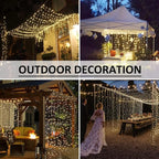 Solhice LED Curtain Lights Outdoor 12ft x10ft, 360 LED Plug in Hanging String - Image 4