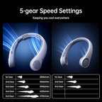 JISULIFE Portable Neck Fan Upgraded, Neckbrace Personal Hands Free, 5 Speed - Image 5