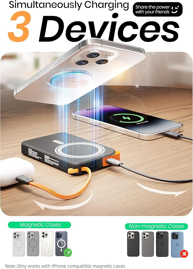 for Magsafe Portable Charger, 3-in-1 Magnetic Power Bank - Image 5