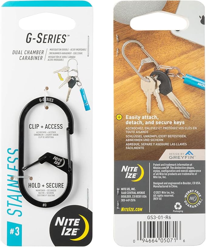 Nite IZE GS3-11-R6 G-Series Dual Chamber Carabiner, Size #3 1-Pack, Stainless - Image 10