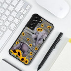 for Samsung Galaxy S21 FE Case, Cute Little Elephant Sunflower White Line Art - Image 7