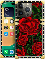 Compatible with iPhone 14 Pro Max Case, Vector Red Rose Green Leaf Luxury by Unknown