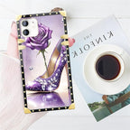 Compatible with iPhone 11 Case, High Heeled Purple Diamond Rose Luxury Golden - Image 7