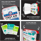 Be Smart Get Prepared First Aid Kit Hard Red Case 326 Pieces Exceeds OSHA and - Image 4
