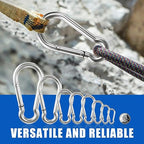 Carabiner Clip Hooks, Galvanized Iron Spring Snap Hook Fits Camping Hiking - Image 6