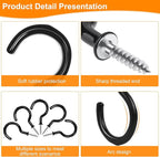 Cup Screw Hooks, 3/4 inch Vinyl Coated Ceiling Hooks, 160 Pack Screw in Plant - Image 4