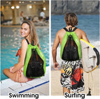 WANDF Swim Bag Mesh Drawstring Backpack Beach Backpack - Image 2