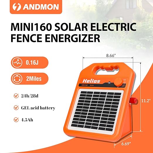 MINI160 2 Miles Solar Fence Charger, 0.16 Joule Solar Electric Fence Charger - Image 7