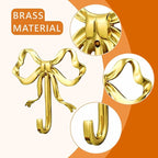 2 Pcs Gold Bow Wall Hooks - Image 2